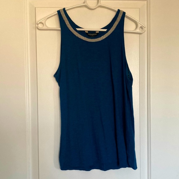 🛍️DONATED | Banana Republic | Blue Scoop Tank Beaded Neckline Small - Picture 1 of 10